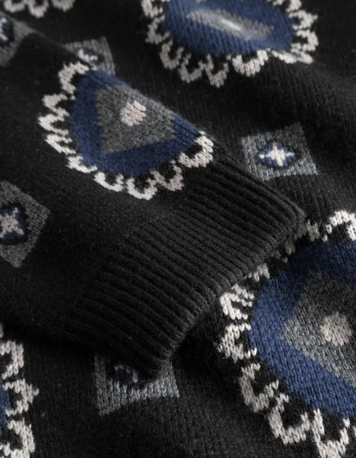 Men Aro Paisley Roundneck 8211 BlackBlueprint Les Deux Knitwear