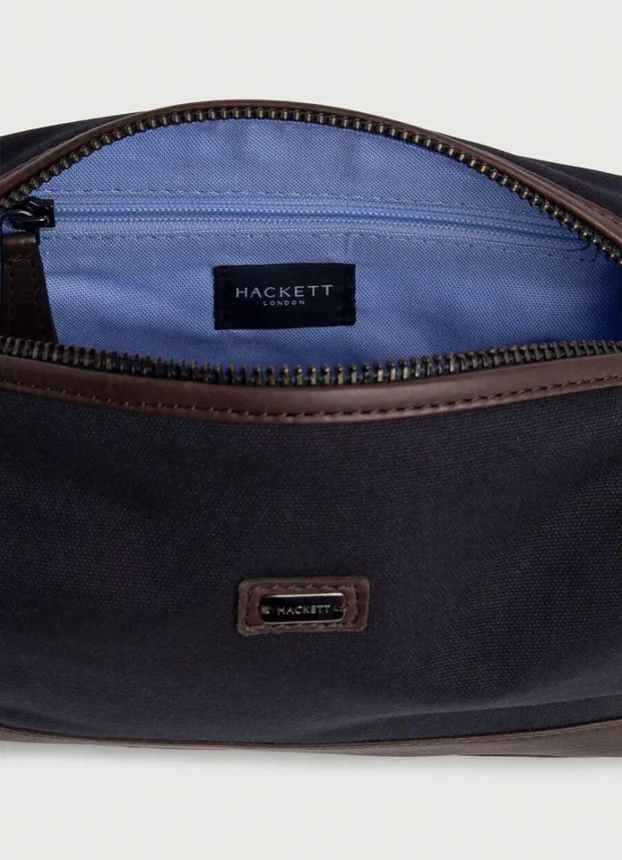 Men Bags and Luggage Hackett London Washbag With Inside Pocket Navybrown