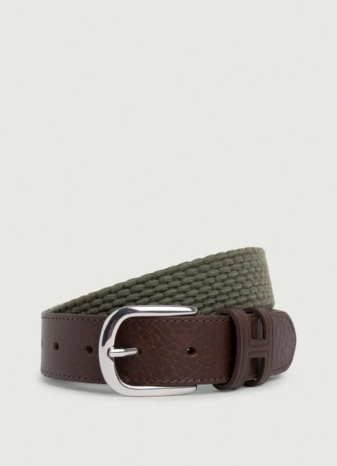 Men Belts Hackett London Braided Belt Khaki Green