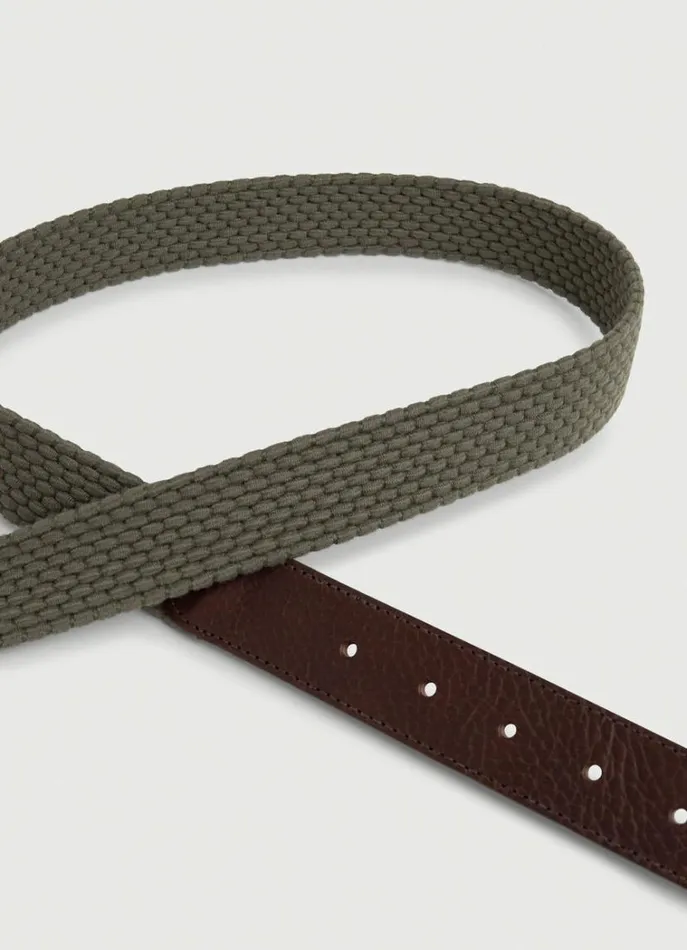 Men Belts Hackett London Braided Belt Khaki Green