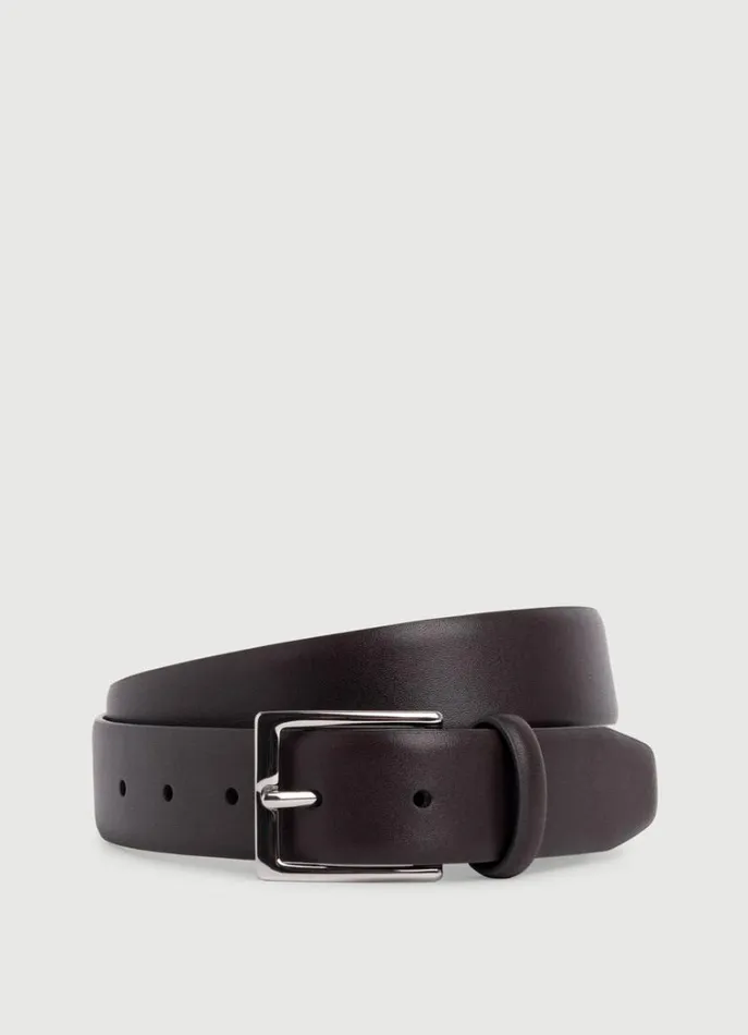 Men Belts Hackett London Leather Belt Dark Brown