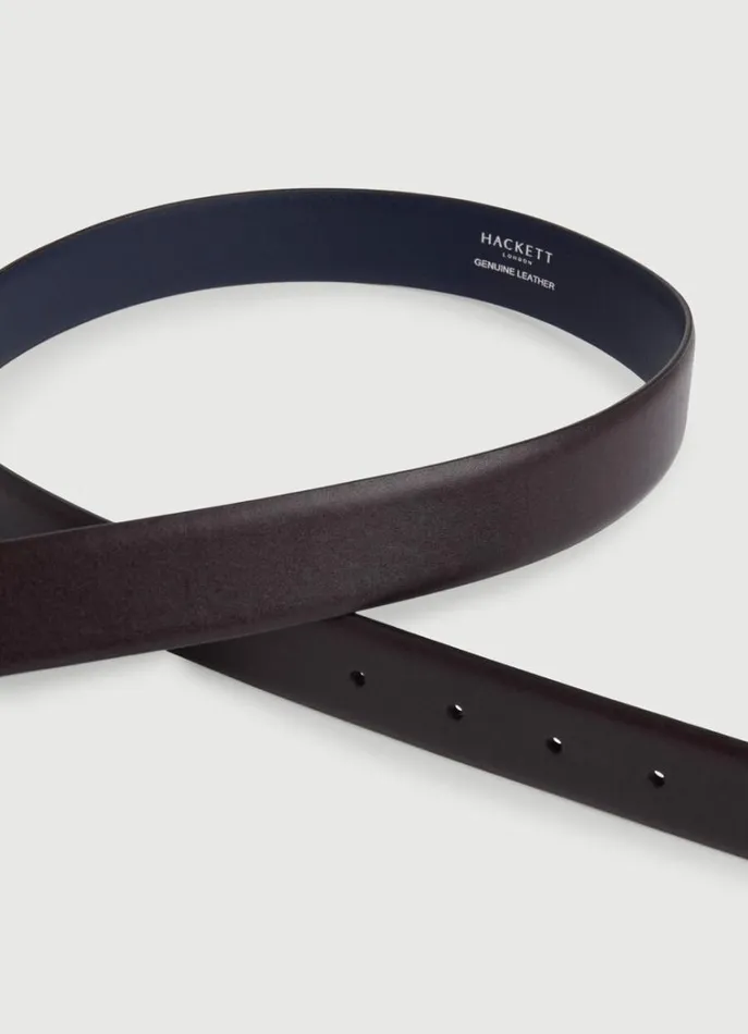 Men Belts Hackett London Leather Belt Dark Brown