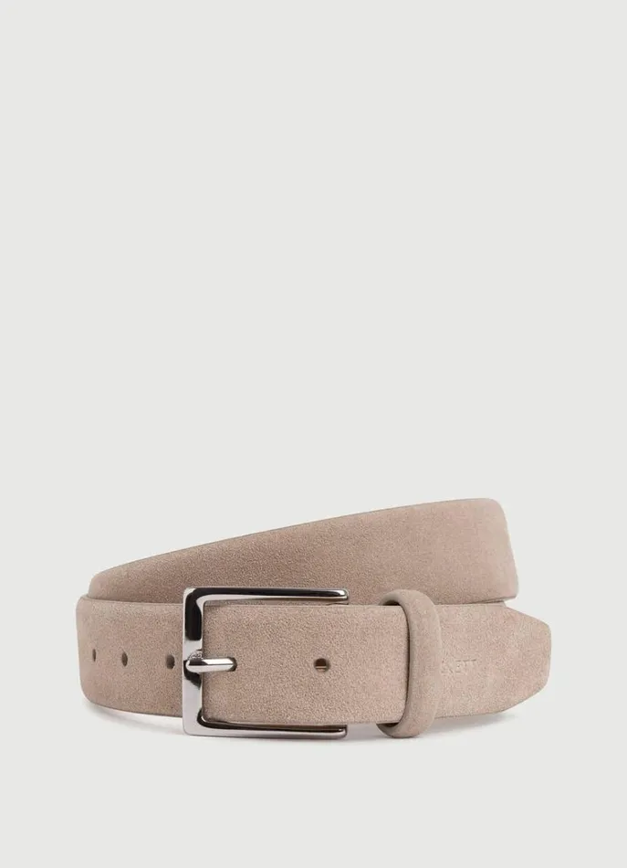 Men Belts Hackett London Suede Belt Taupe Beige