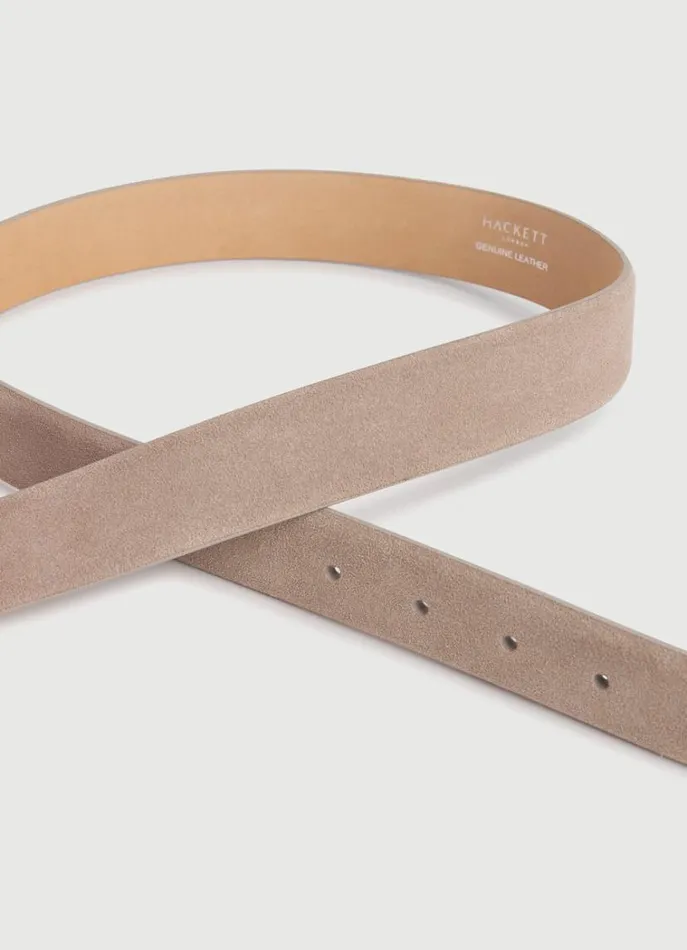 Men Belts Hackett London Suede Belt Taupe Beige
