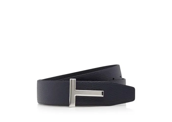 Men Belts Tom Ford T Icon Reversible Leather Belt Dark Navy Black