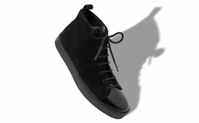 Men Black Calf Leather Lace Up Sneakers Manolo Blahnik LaceUps
