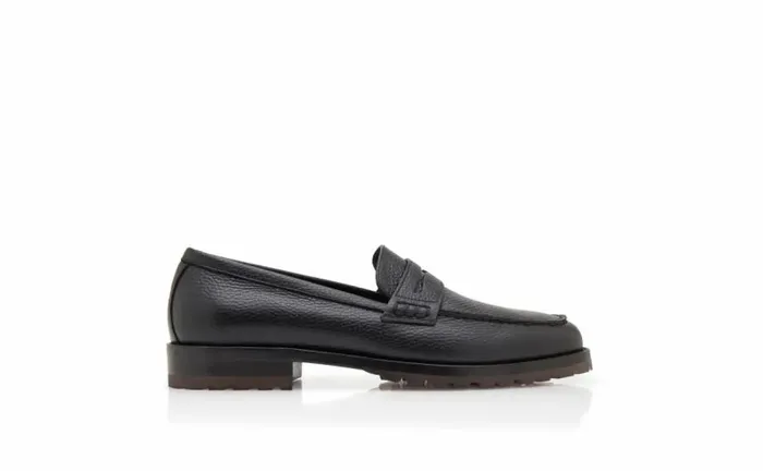Men Black Calf Leather Penny Loafers Manolo Blahnik Loafers