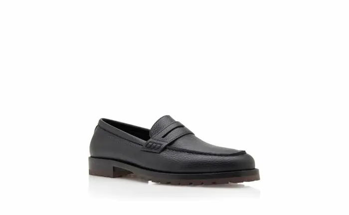 Men Black Calf Leather Penny Loafers Manolo Blahnik Loafers