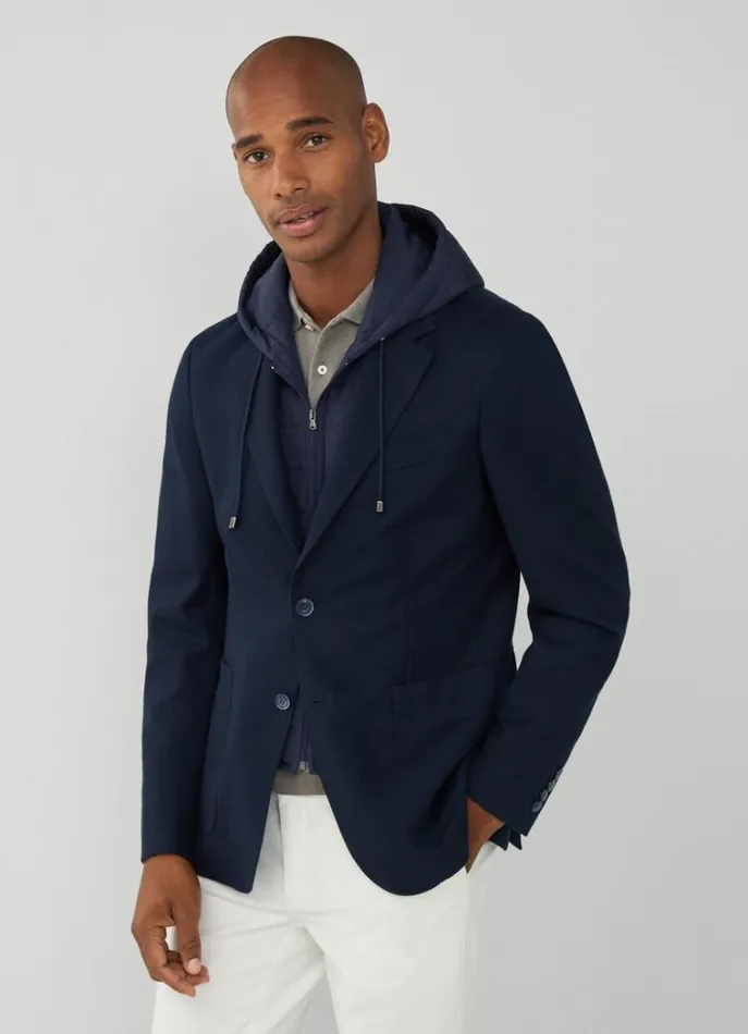 Men Blazers Hackett London Blazer With Hood Navy