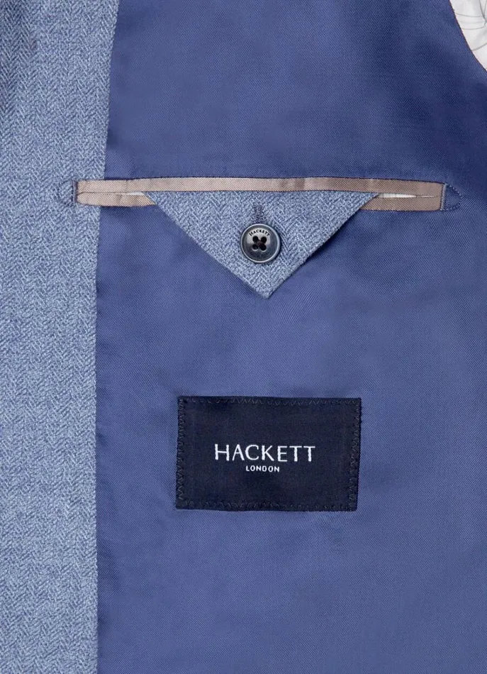 Men Blazers Hackett London Herringbone Blazer Blue