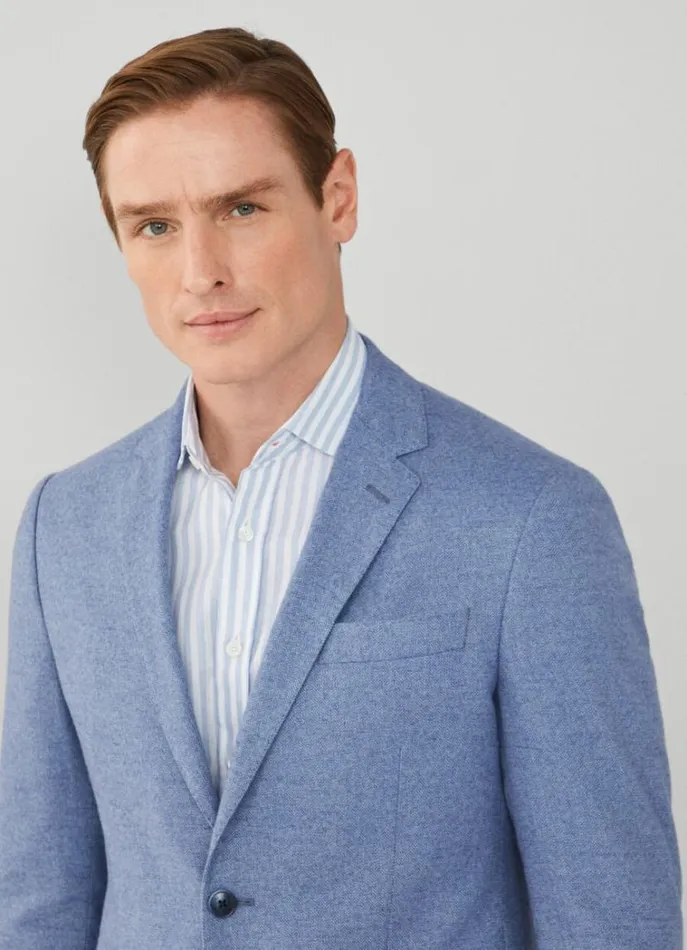 Men Blazers Hackett London Herringbone Blazer Blue
