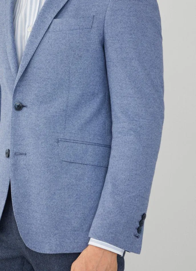 Men Blazers Hackett London Herringbone Blazer Blue