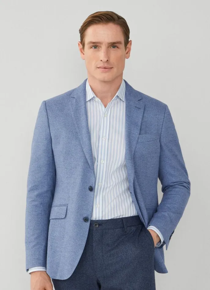 Men Blazers Hackett London Herringbone Blazer Blue