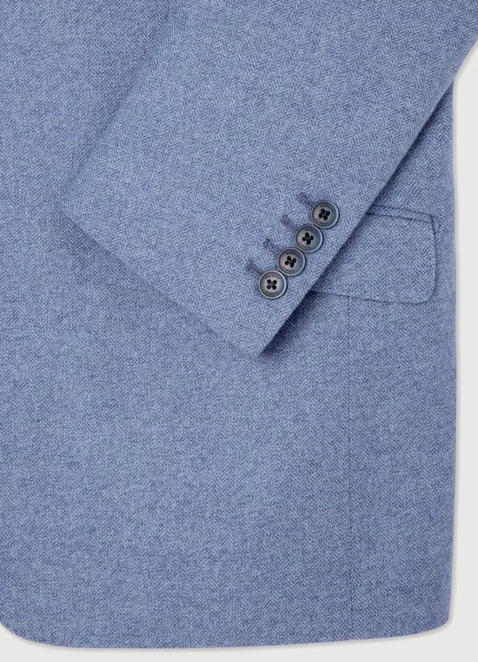 Men Blazers Hackett London Herringbone Blazer Blue