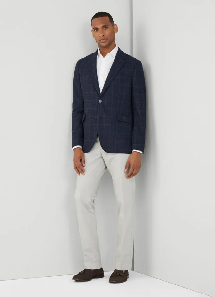 Men Blazers Hackett London Windowpane Check Blazer Navyblue
