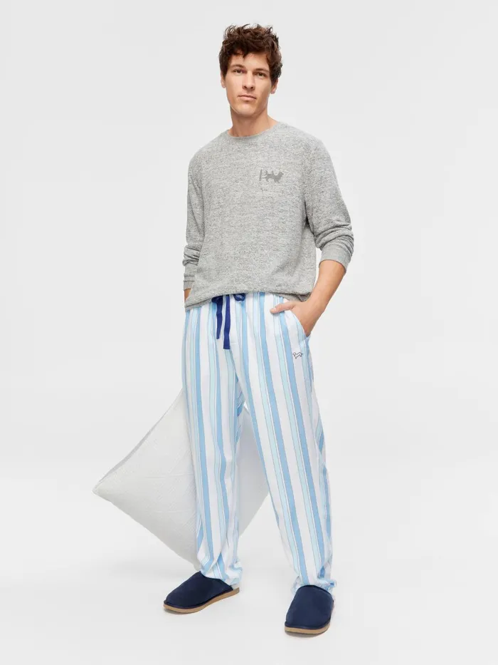 Men Blue Stripe Classic Pj Pant Multi Peter Alexander Pants