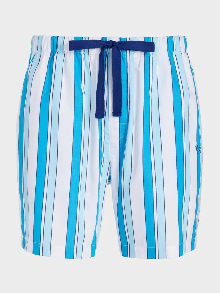Men Blue Stripe Mid Short Multi Peter Alexander Shorts
