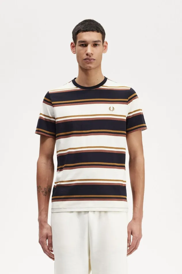 Men Bold Stripe TShirt Ecru Fred Perry TShirts