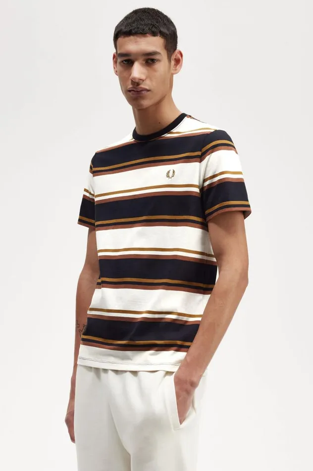 Men Bold Stripe TShirt Ecru Fred Perry TShirts