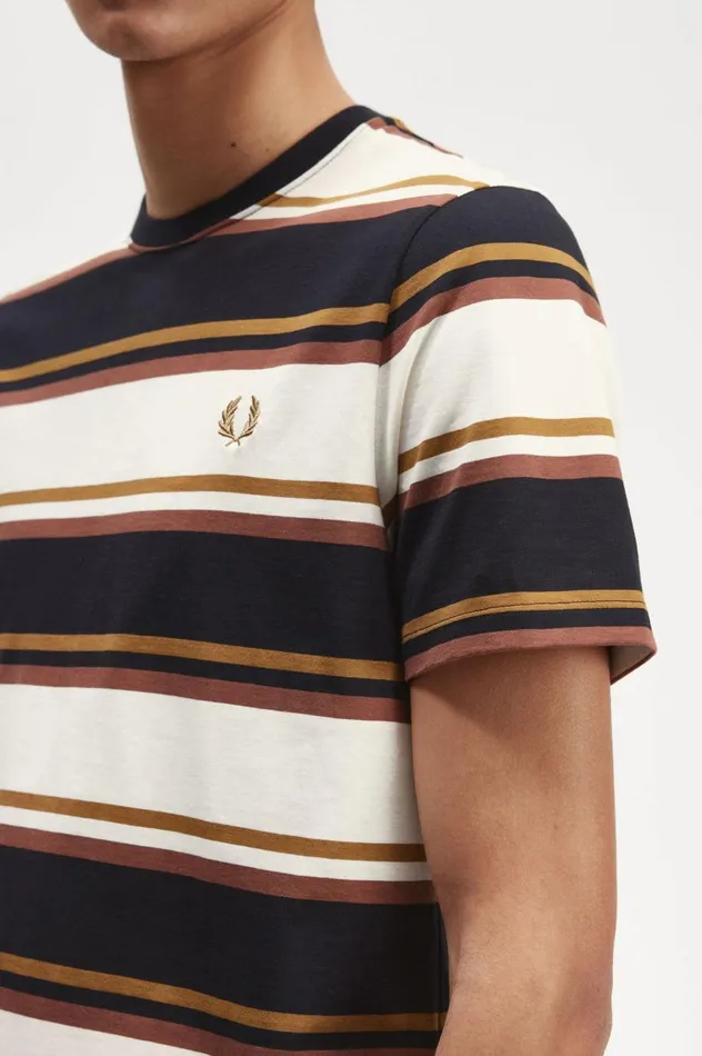 Men Bold Stripe TShirt Ecru Fred Perry TShirts