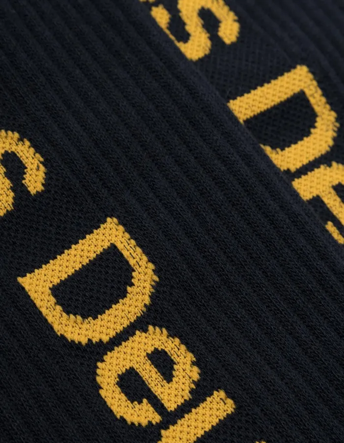 Men Brody Rib Socks 2Pack 8211 Dark NavyMustard Yellow Les Deux Underwear
