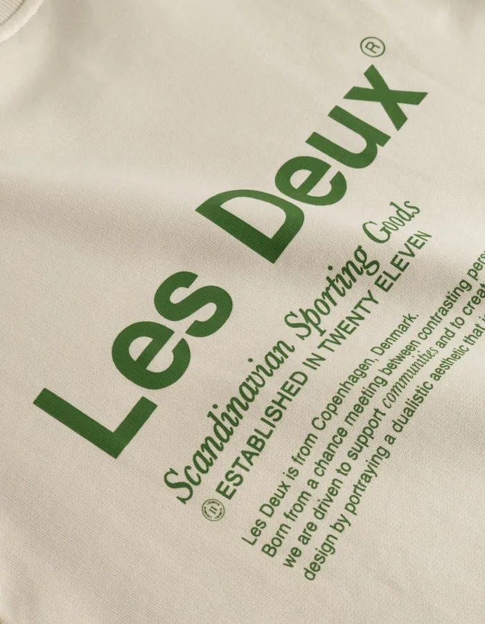 Men Brody Sweatshirt 20 8211 IvoryVintage Green Les Deux HoodiesSweatshirts