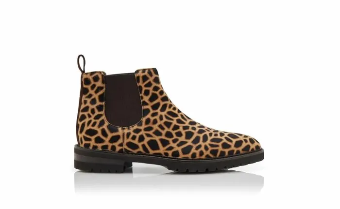 Men Brown Calf Hair Animal Print Ankle Boots Manolo Blahnik Gifts For Him