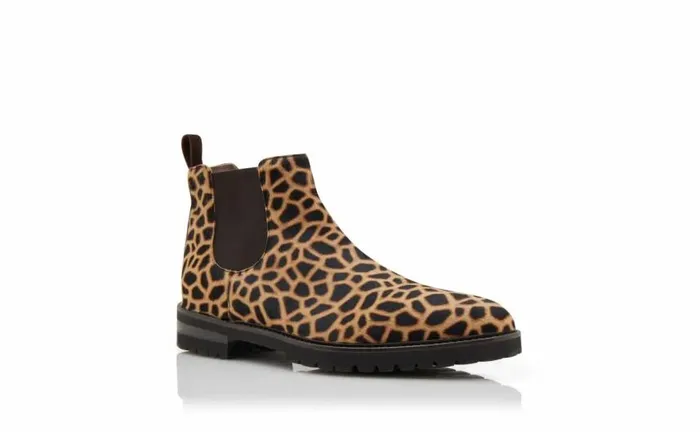Men Brown Calf Hair Animal Print Ankle Boots Manolo Blahnik Gifts For Him