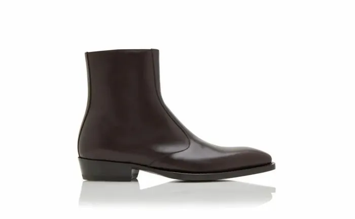 Men Brown Calf Leather Ankle Boots Manolo Blahnik Gifts For Him