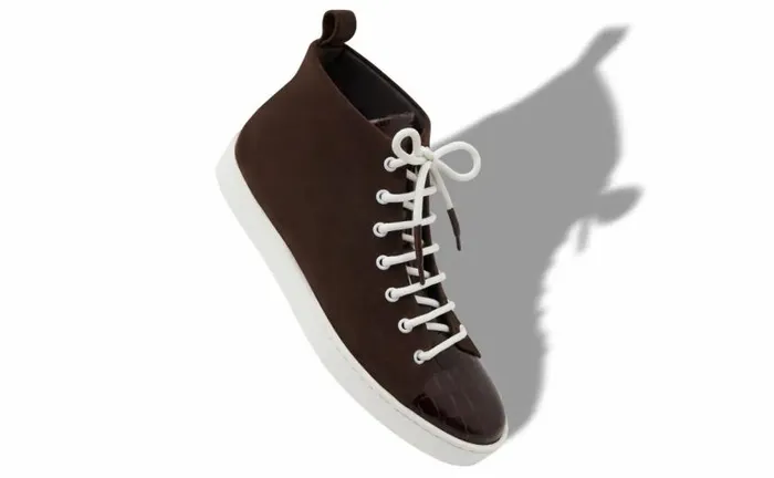 Men Brown Calf Leather Lace Up Sneakers Manolo Blahnik LaceUps
