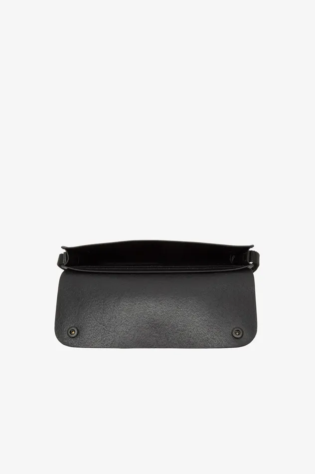 Men Burnished Leather Sacoche Bag Black Fred Perry Bags