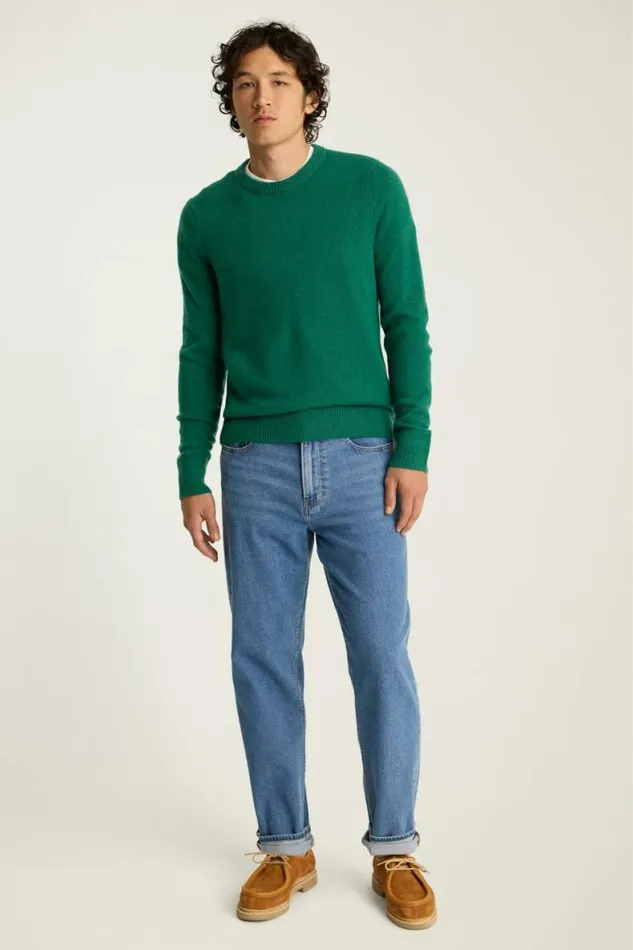 Men Cashmere Crew Neck Sweater Blue Green Bonobos Crew and VNeck Sweaters