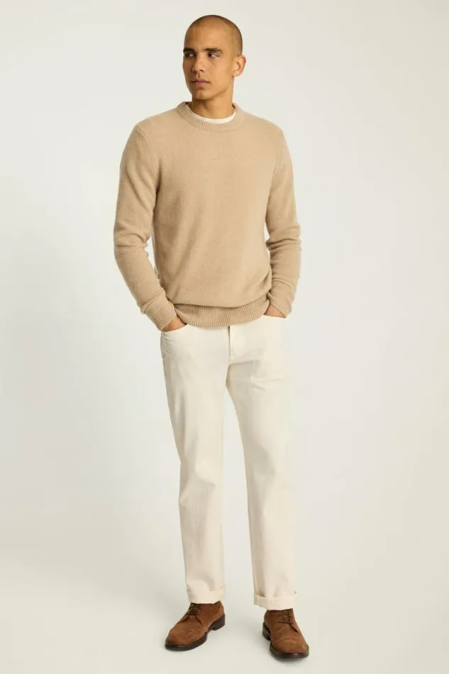 Men Cashmere Crew Neck Sweater Camel Bonobos Crew and VNeck Sweaters