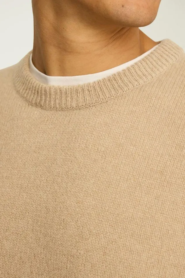 Men Cashmere Crew Neck Sweater Camel Bonobos Crew and VNeck Sweaters