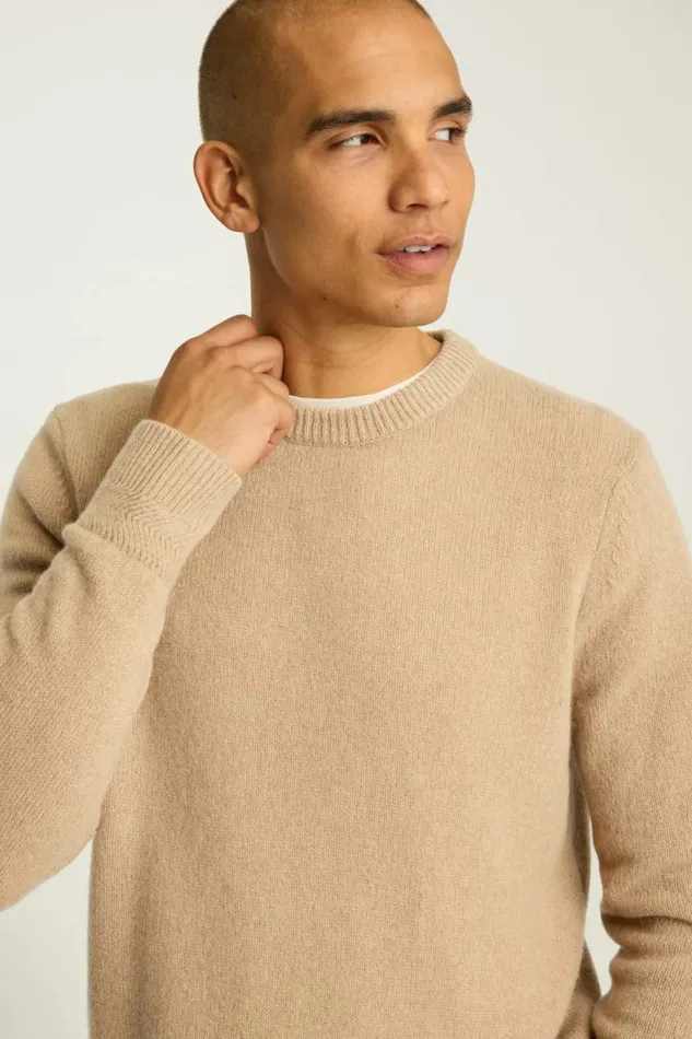 Men Cashmere Crew Neck Sweater Camel Bonobos Crew and VNeck Sweaters