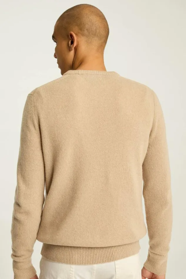 Men Cashmere Crew Neck Sweater Camel Bonobos Crew and VNeck Sweaters
