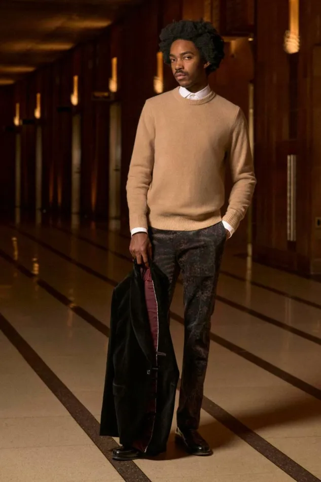 Men Cashmere Crew Neck Sweater Camel Bonobos Crew and VNeck Sweaters