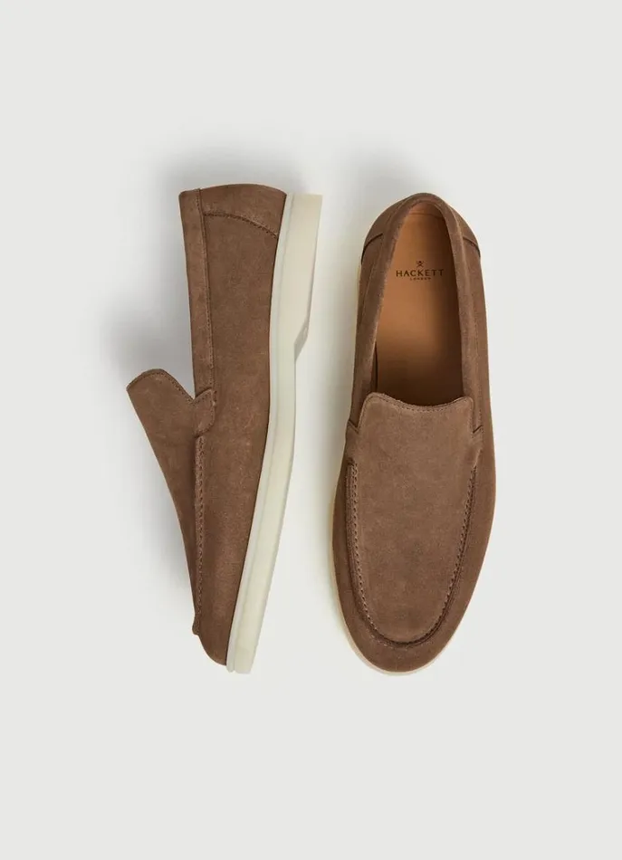 Men Casual Shoes Hackett London Minimalist Suede Moccasins Surplus Green