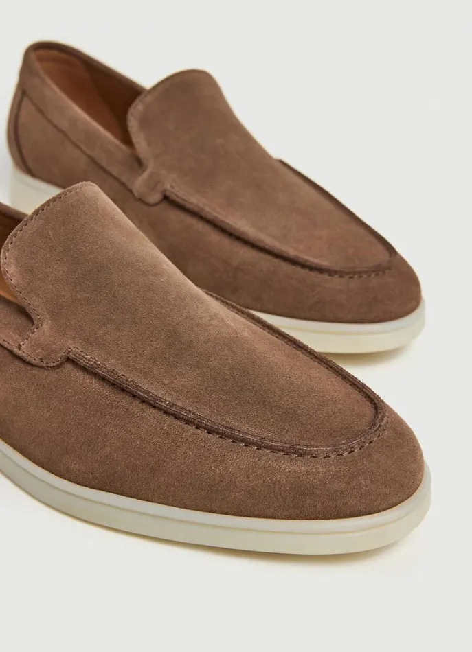 Men Casual Shoes Hackett London Minimalist Suede Moccasins Surplus Green