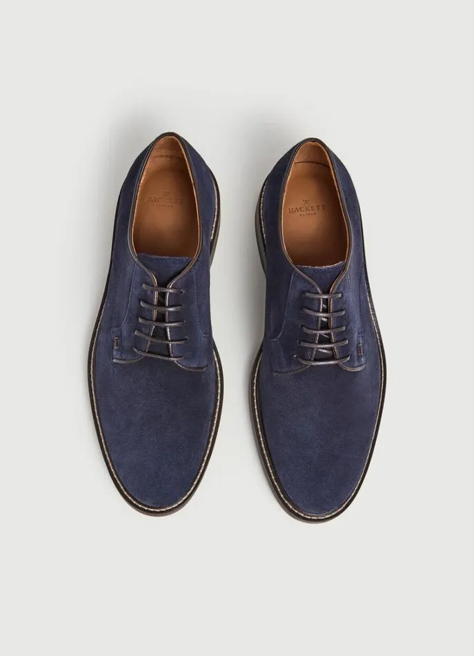 Men Casual Shoes Hackett London Suede Derby Shoes Navy
