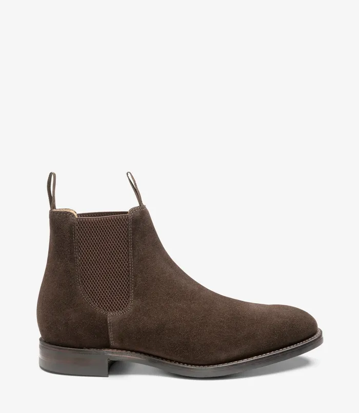 Men Chatsworth Dark Brown Suede Boots Loake