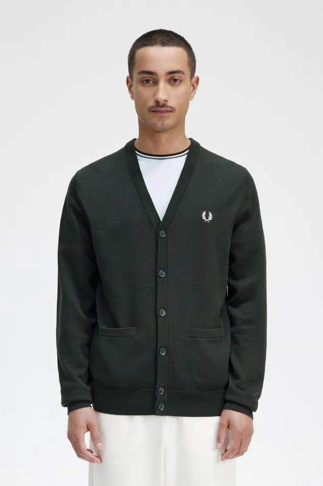 Men Classic Cardigan Night Green Fred Perry Knitwear
