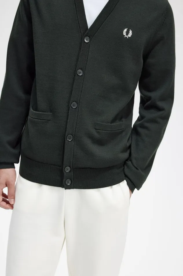Men Classic Cardigan Night Green Fred Perry Knitwear