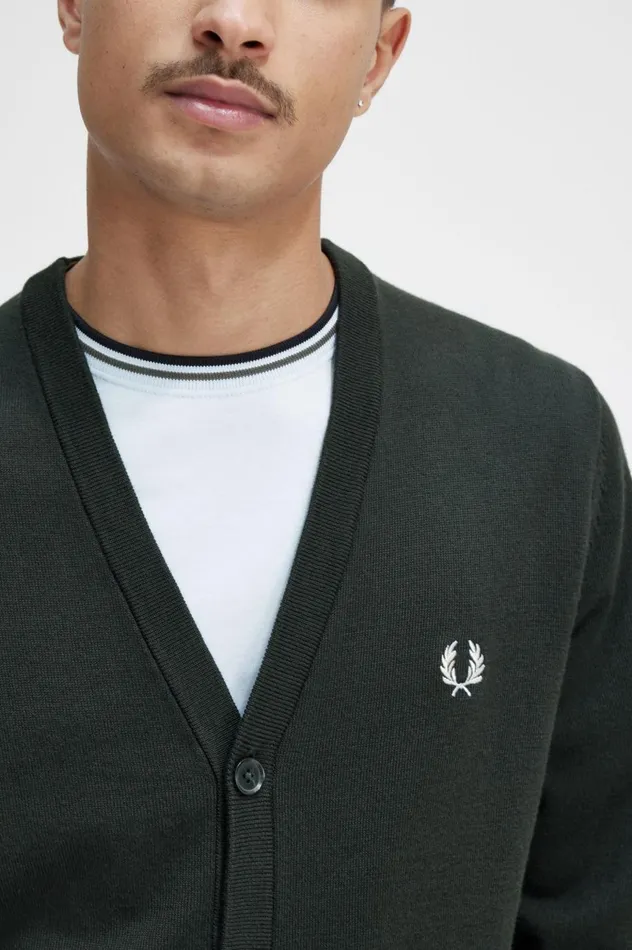Men Classic Cardigan Night Green Fred Perry Knitwear