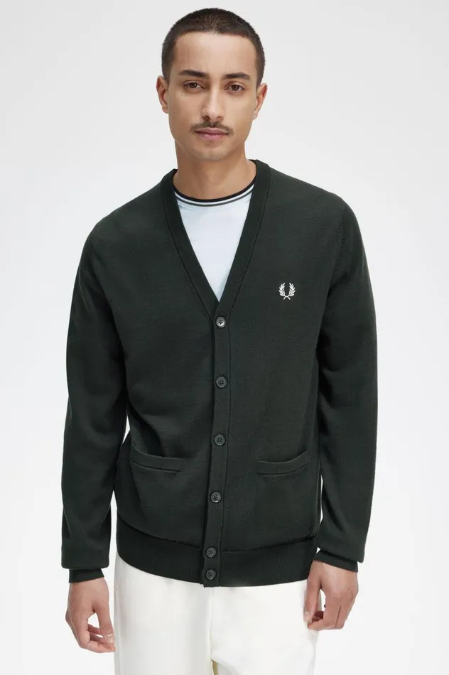 Men Classic Cardigan Night Green Fred Perry Knitwear