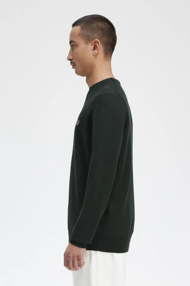 Men Classic Crew Neck Jumper Night Green Fred Perry Knitwear