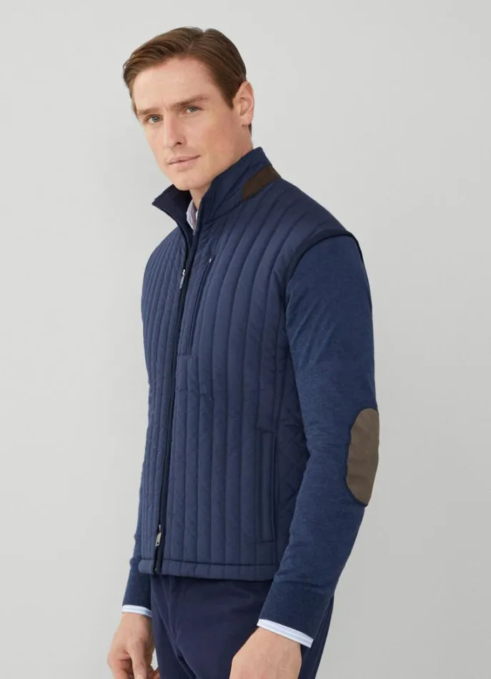 Men Coats and Jackets Hackett London Padded Hybrid Gilet Navy Blazer