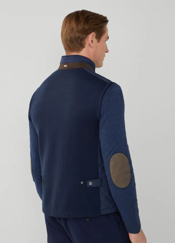 Men Coats and Jackets Hackett London Padded Hybrid Gilet Navy Blazer