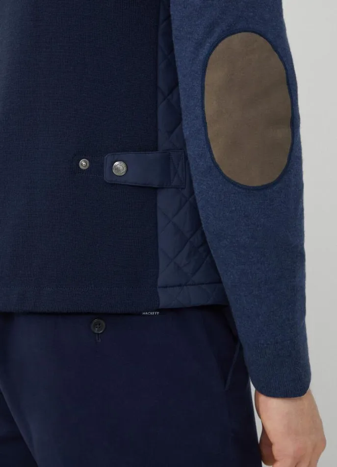 Men Coats and Jackets Hackett London Padded Hybrid Gilet Navy Blazer