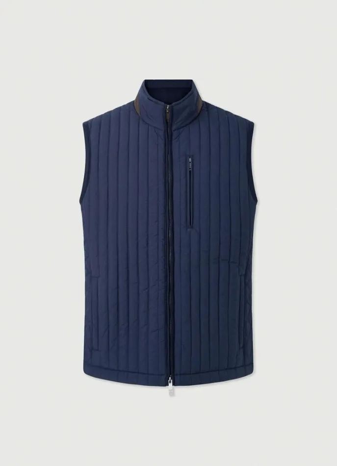 Men Coats and Jackets Hackett London Padded Hybrid Gilet Navy Blazer